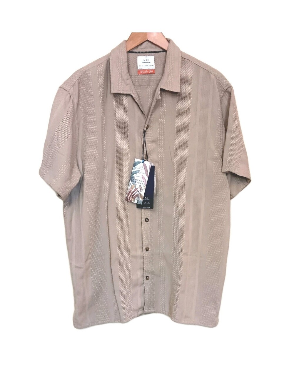 NWT Men’s MBX Paradise Shirt Button Up Size XL Premium Goods Tan Lightweight